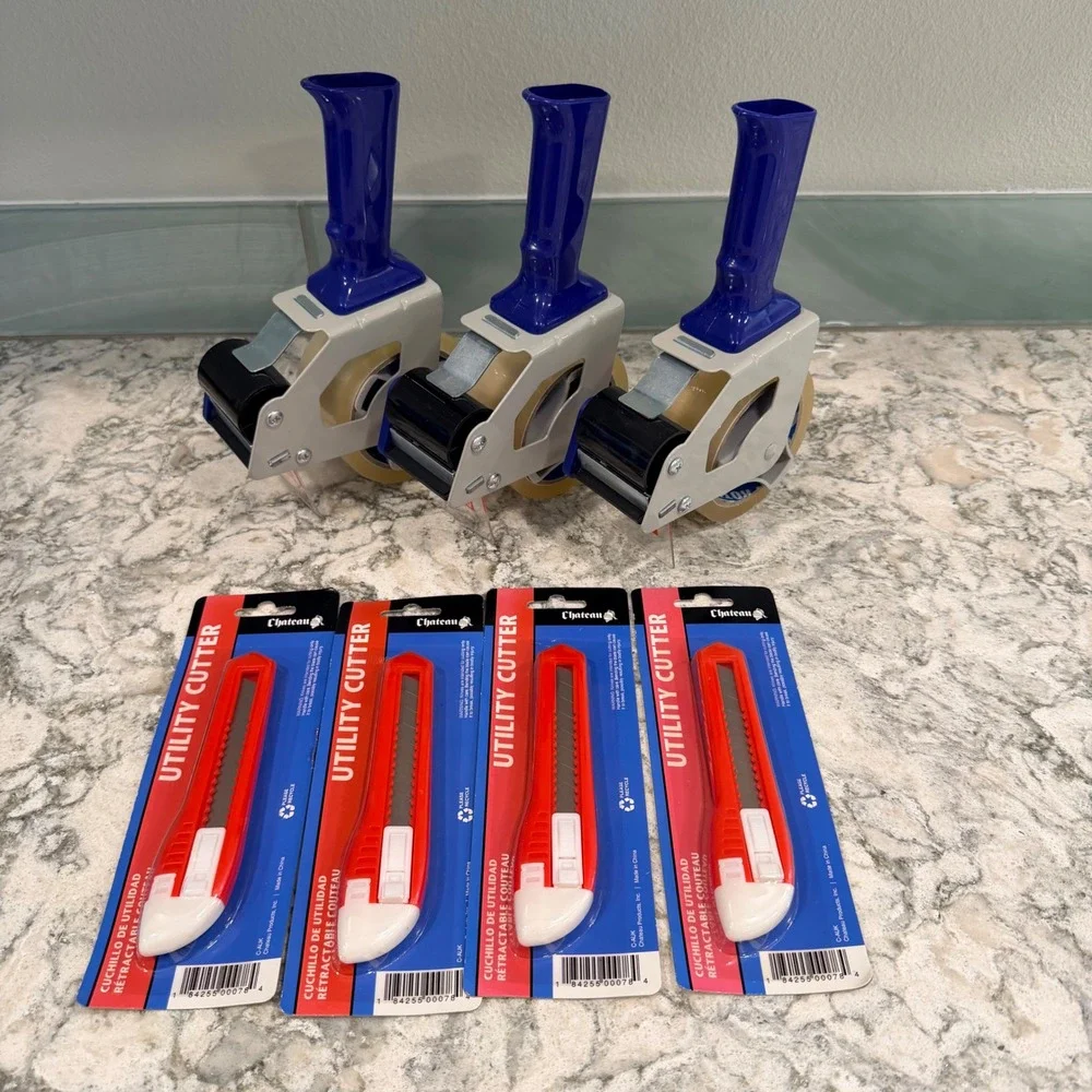 Lot of 3 Packing Tape Gun Dispensers with 2